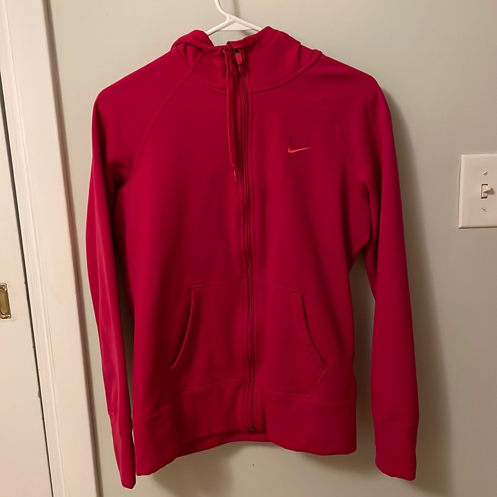 Nike therma-fit medium dark pink zip up hoodie